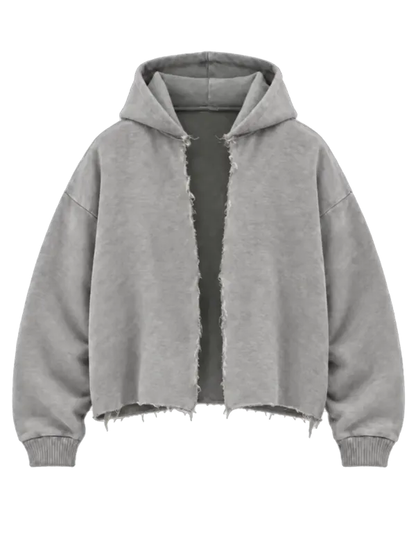 open hoodie, in the wind